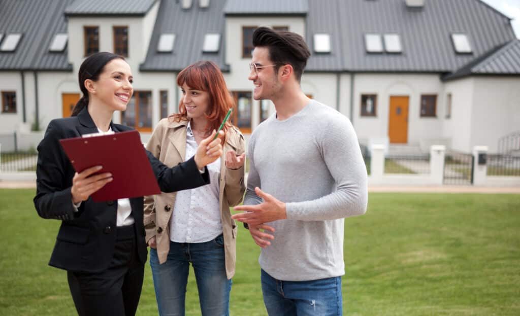 Real-estate agent showing a home